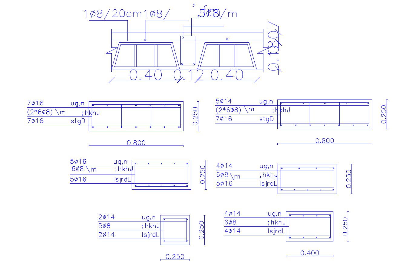 Structure Drawing Of Beam Bars Design With Dimension