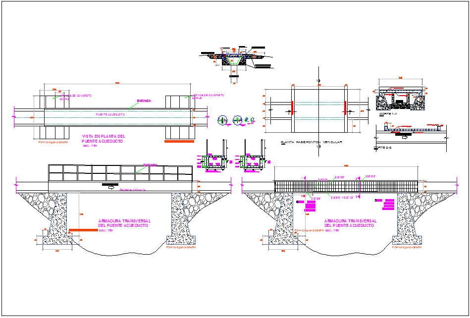 Structure detail of aqueduct canal steel detail dwg file