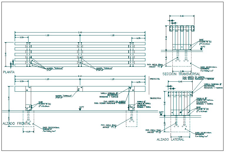 Structure detail of garden equipment dwg file