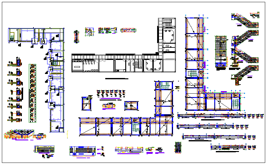 Structure detail of sections view dwg file