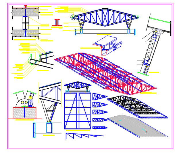 Structure detail of wooden truss.