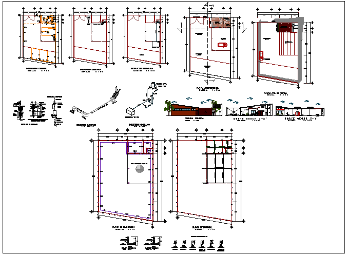 Structure detail view and floor plan detail view dwg file