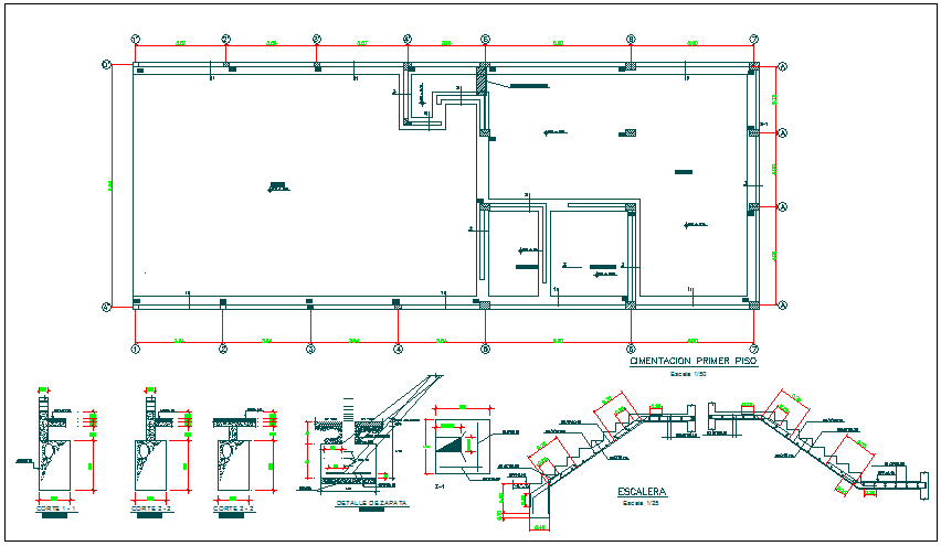 Structure detail view foundation plan layout view detail dwg file