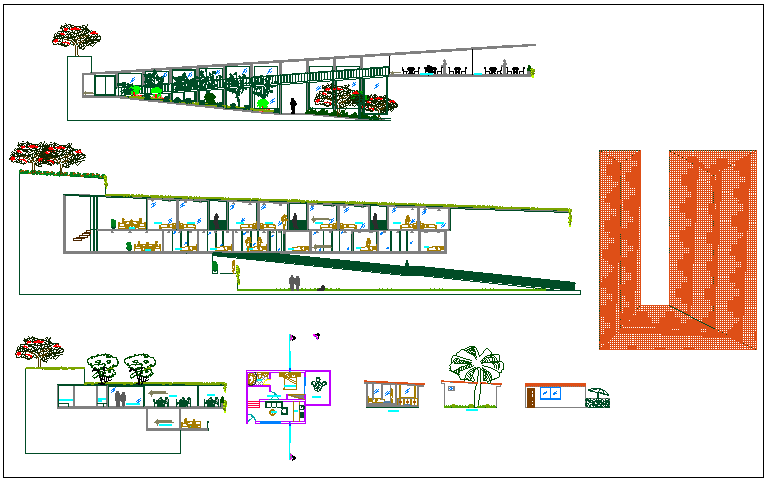 Structure detail view of steel structure dwg file