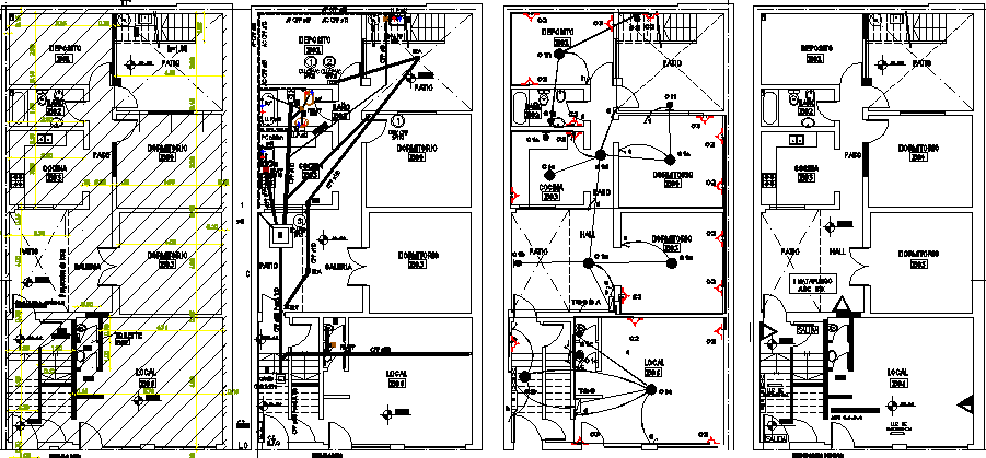 Structure details of Single plan multi-family house dwg file