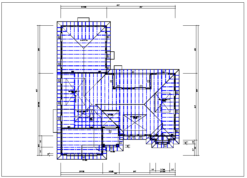 Structure roof plan with foundation plan layout view in detail dwg file