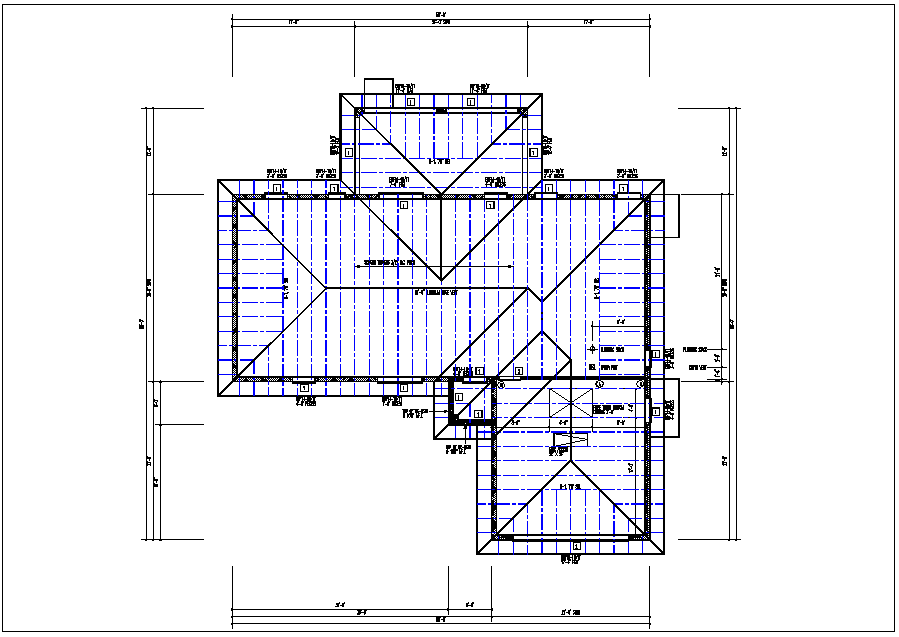 Structure roof plan with foundation plan layout view in detail dwg file