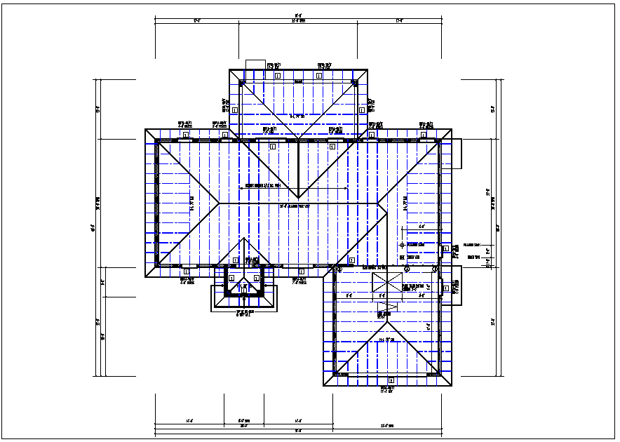 Structure roof plan with foundation plan layout view in detail dwg file