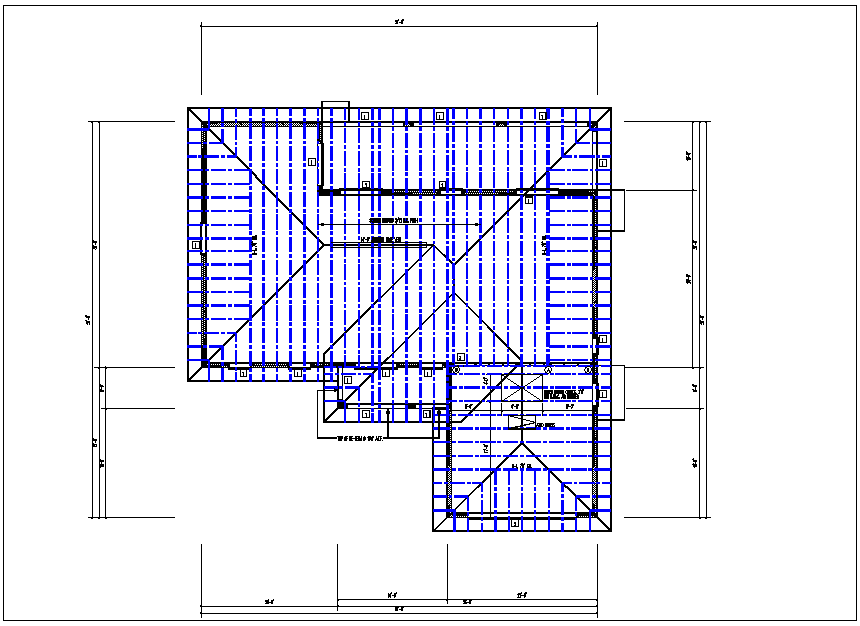 Structure roof plan with foundation plan layout view in detail dwg file