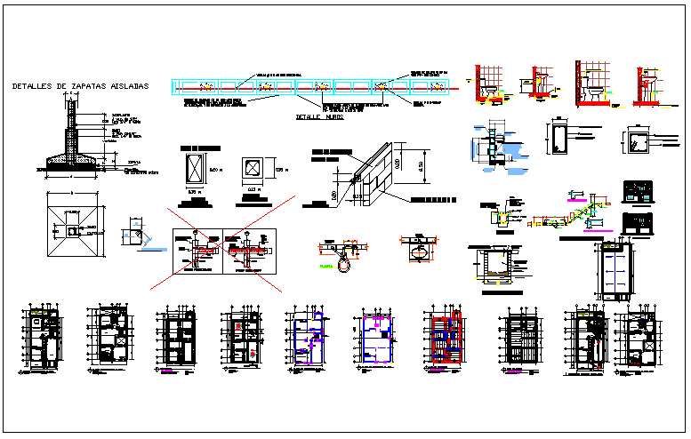 Structure section detail of beam column and foundation dwg file