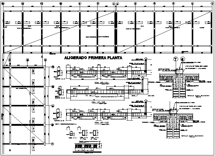 Structure view detail and beam column section plan view dwg file