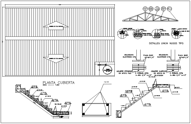 Structure view detail and stair section plan view dwg file