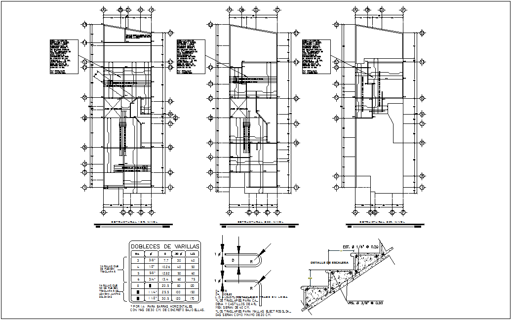 Structure view of house with floor plan and stair detail dwg file