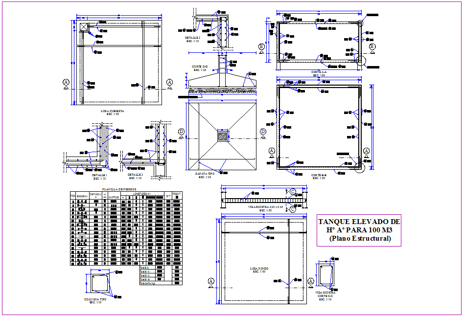 Structure view of tank with detail dwg file