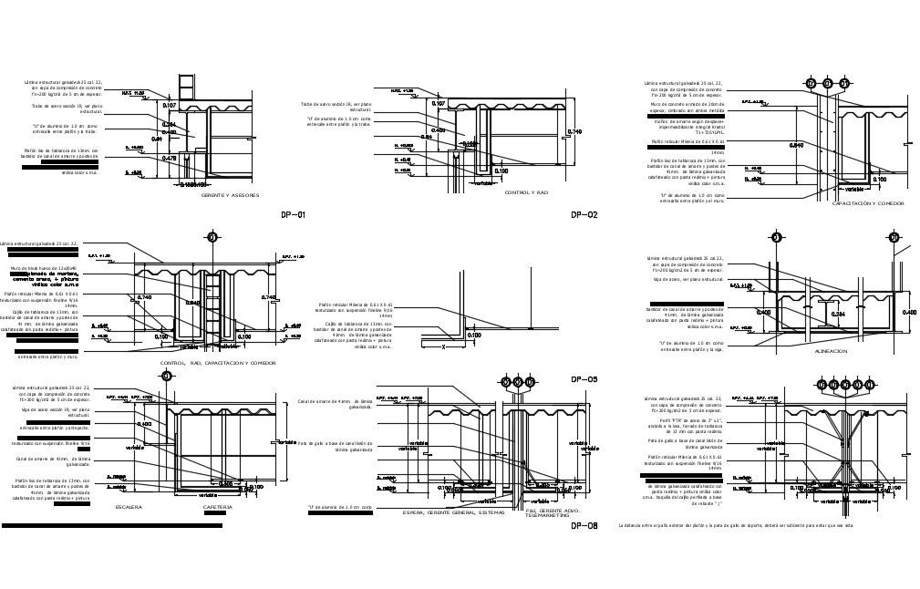 Structure view with detail of panel view dwg file