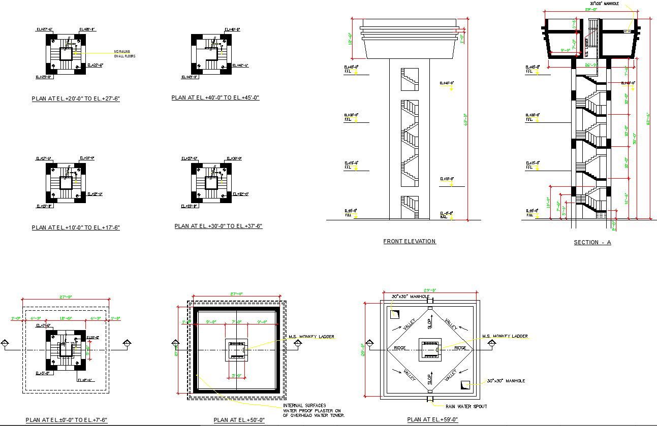 Structure For Elevated Tank DWG Detail for AutoCAD