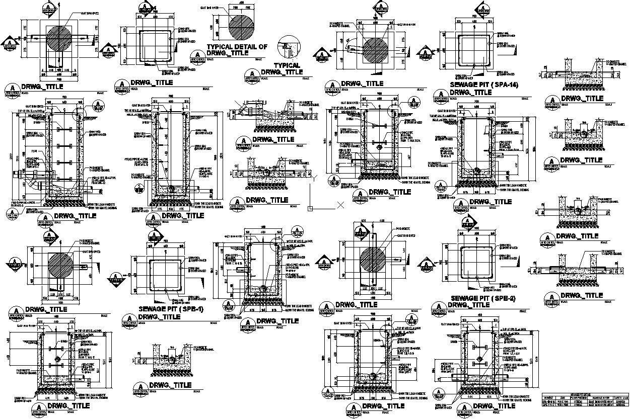 Structure of manhole with detail AutoCAD drawing