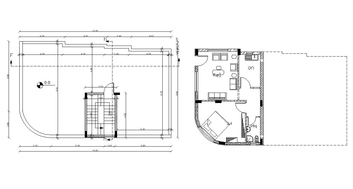 Studio Apartment Design With Furniture Layout DWG File