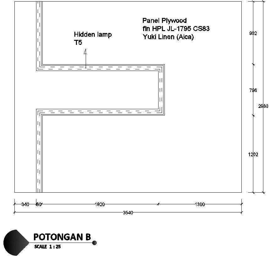 Study desk wall design details in AutoCAD, dwg file.