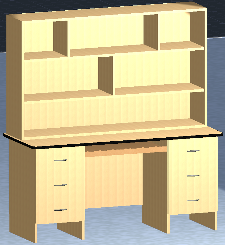 3D Study Table with Lighting Design in AutoCAD DWG File