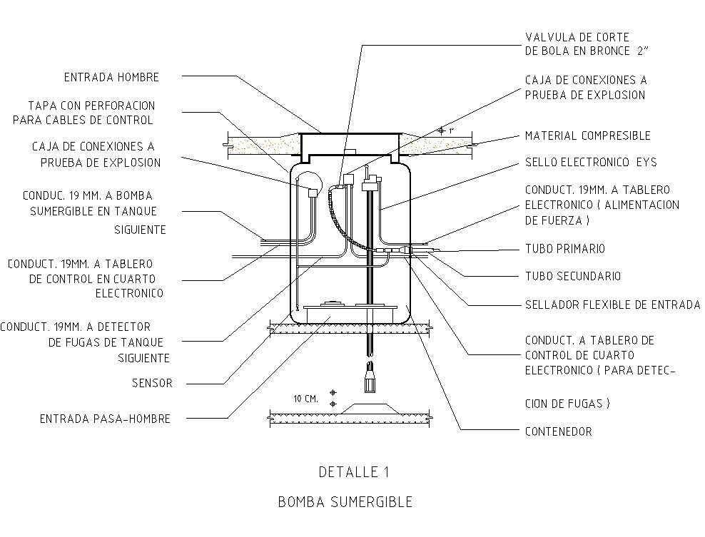 Submersible water pump detail CAd structural block layout file in autocad format