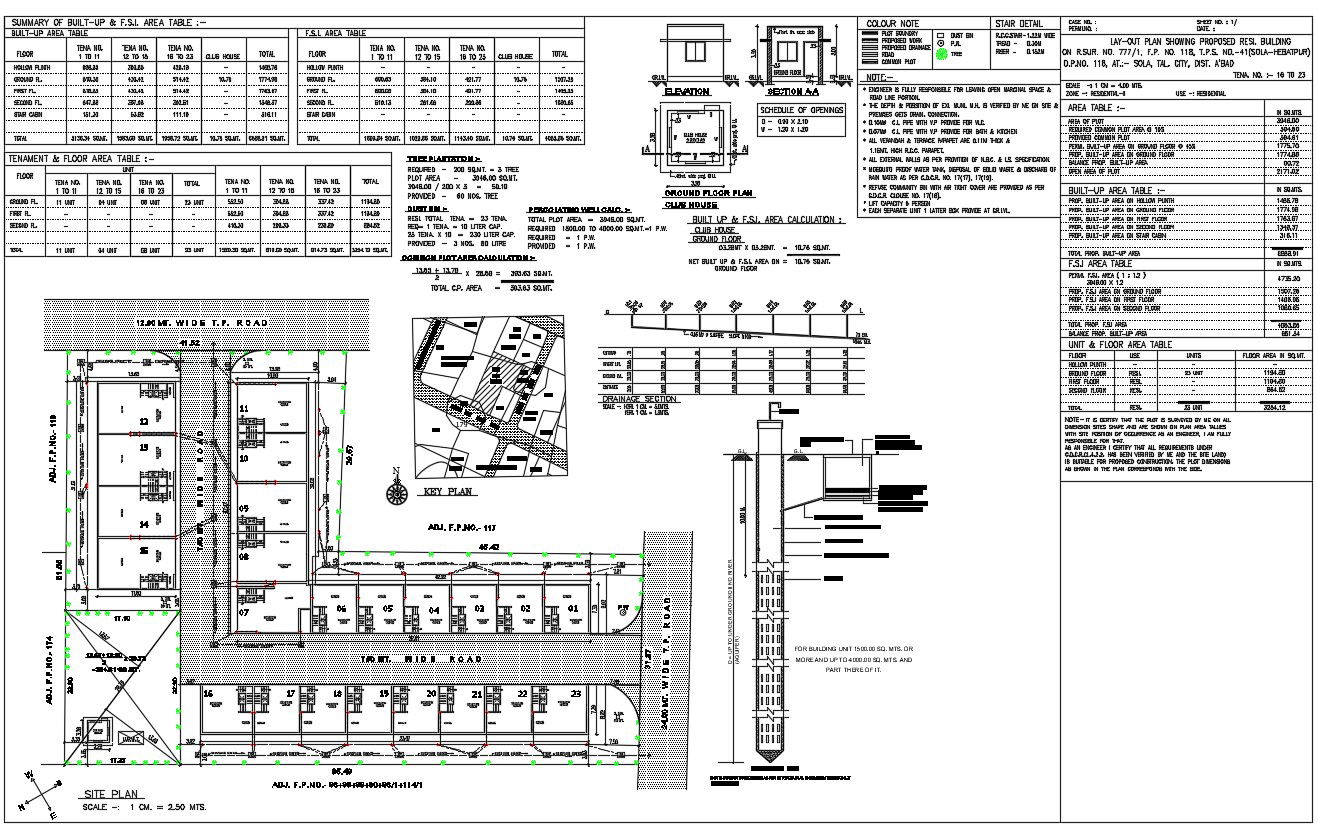 Submission Drawing Of Residential Building With Calculation AutoCAD File