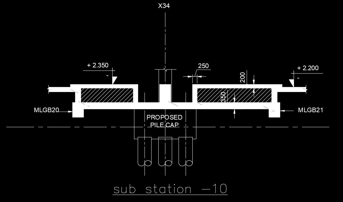 Substation section view 2D AutoCAD drawing model