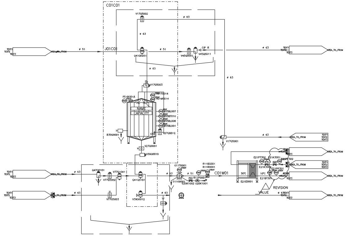 Sugar syrup storage section design in AutoCAD 2D drawing, CAD file, dwg file
