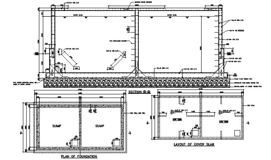 Sump Tank Construction CAD Drawing DWG File
