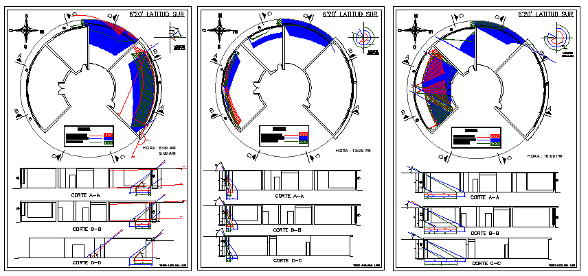 Sun Light Analysis Circular Building Project dwg file