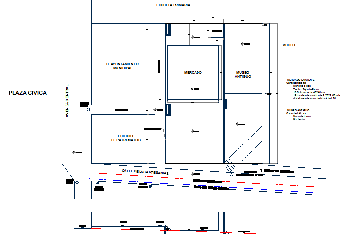 Super market structural layout plan details dwg file