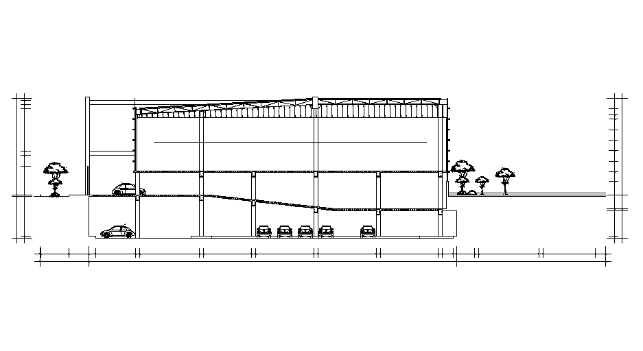 Super Market Building Section CAD Drawing Download DWG File