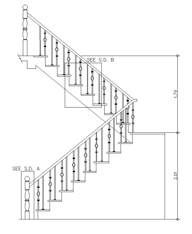 Superb side staircase section and elevation details are given in this AutoCAD DWG Drawing File. Download the AutoCAD DWG file now.