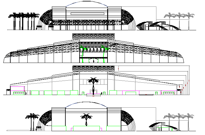 Supply market elevation and sectional view details dwg file