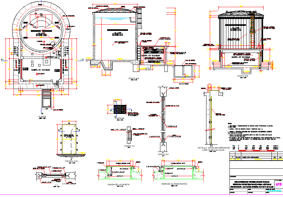 Supported water reservoir 150m3 plan layout file