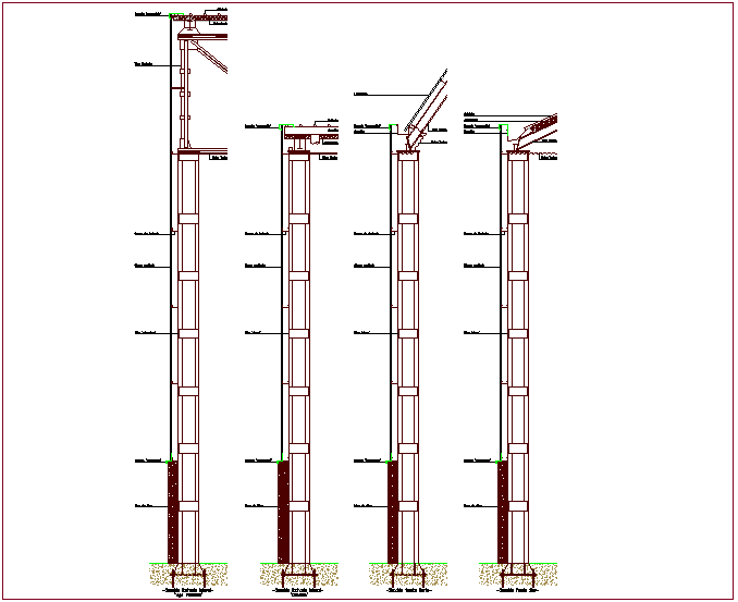 Supporting beam structural detail sectional view dwg file