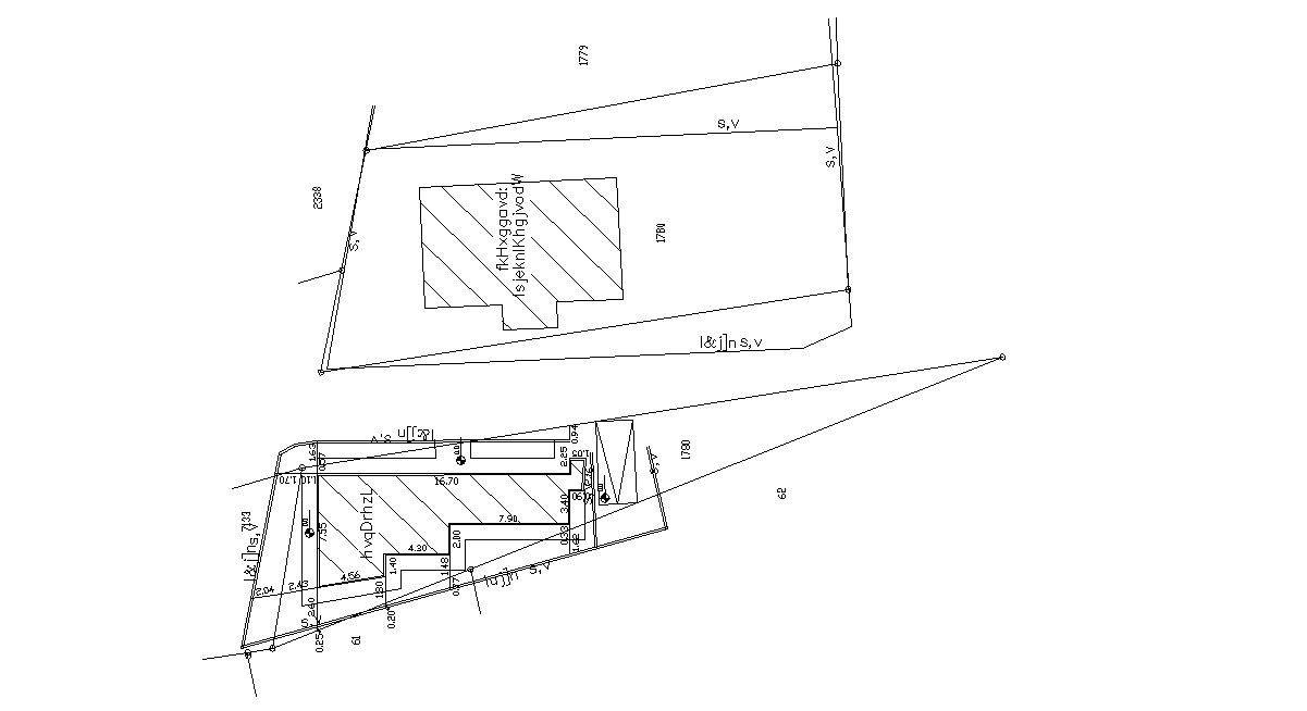 Survey Drawing Of Plot And Building Demarcation CAD File