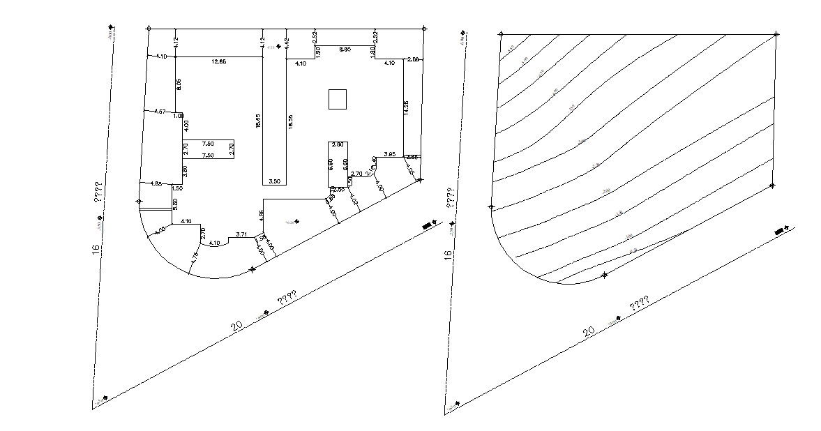 Survey Plot Demarcation Design With Coutour Plan AutoCad File