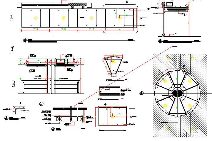 Suspended building ceiling constructive details dwg file