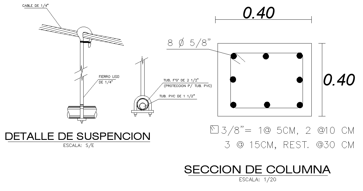 Suspension and column plan dwg file