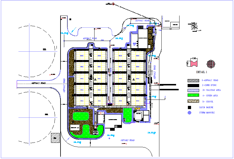 Swag drinking water line view with landscape view of motor control center dwg file