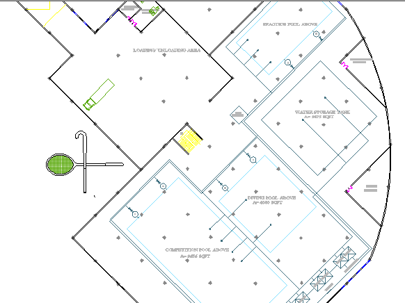 Swimming Pool Center Architecture Layout, Structure Details dwg file
