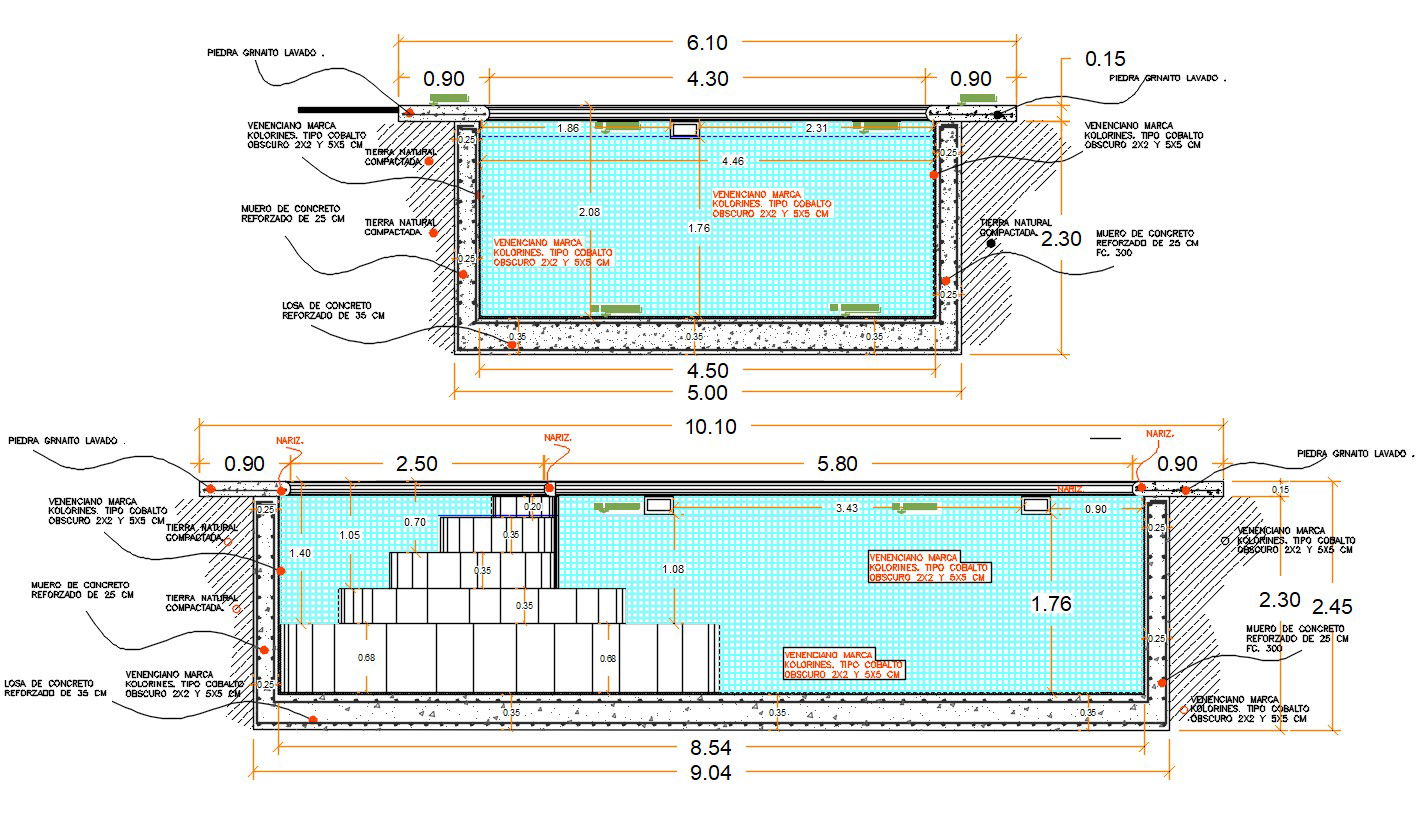 Swimming Pool Floor Plan With Description Detail CAD Drawing