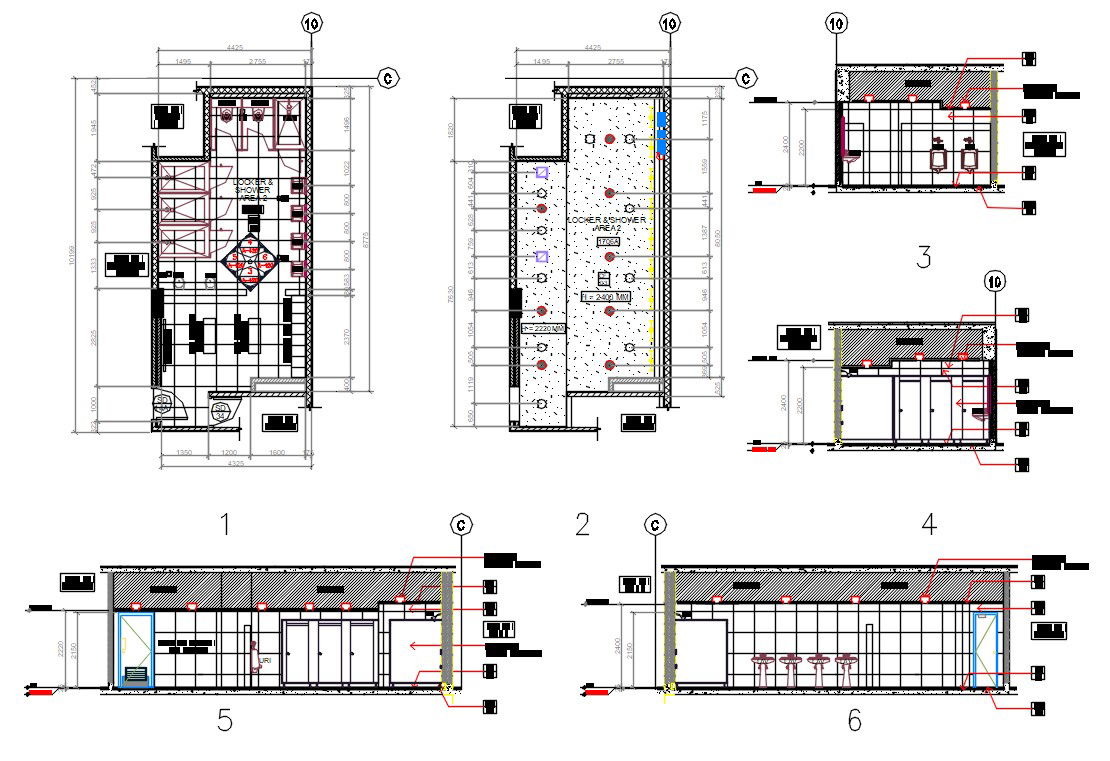 Swimming Pool Locker And Showeroom Floor Plan AutoCAD File