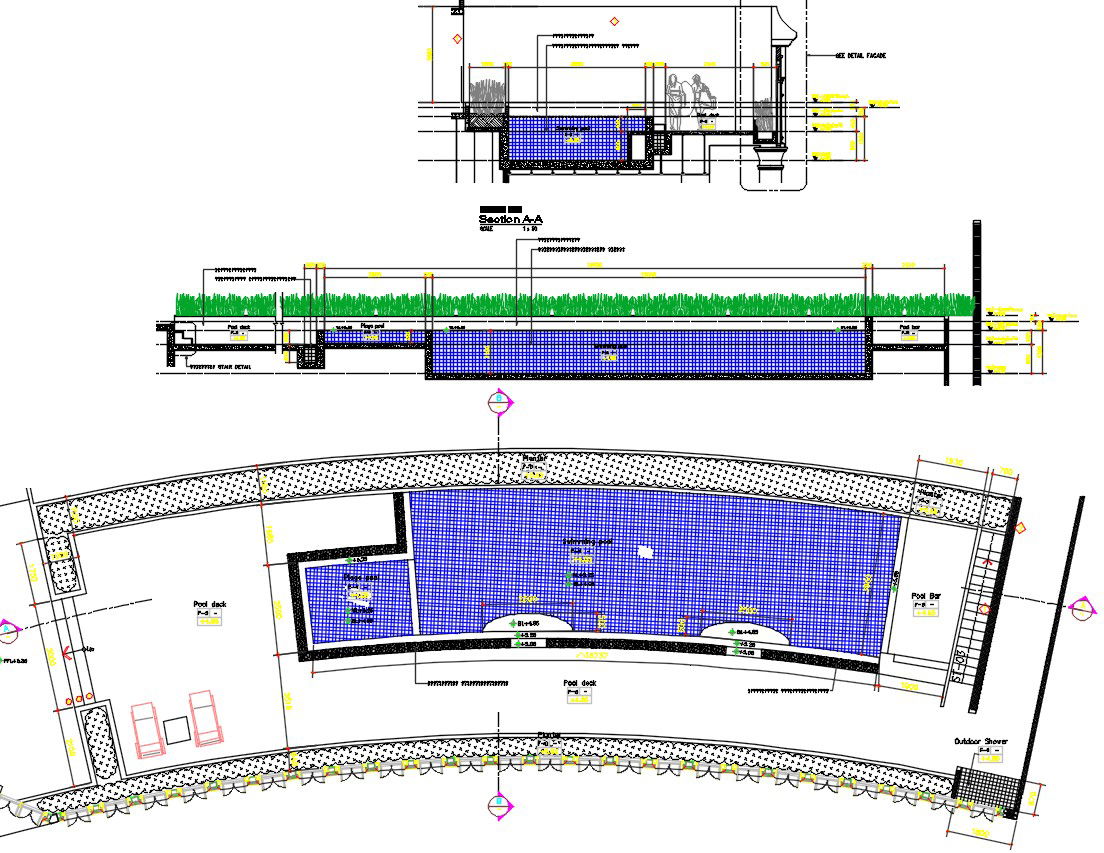 Swimming Pool Plan CAD Drawing