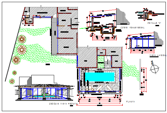 Swimming pools details design drawing