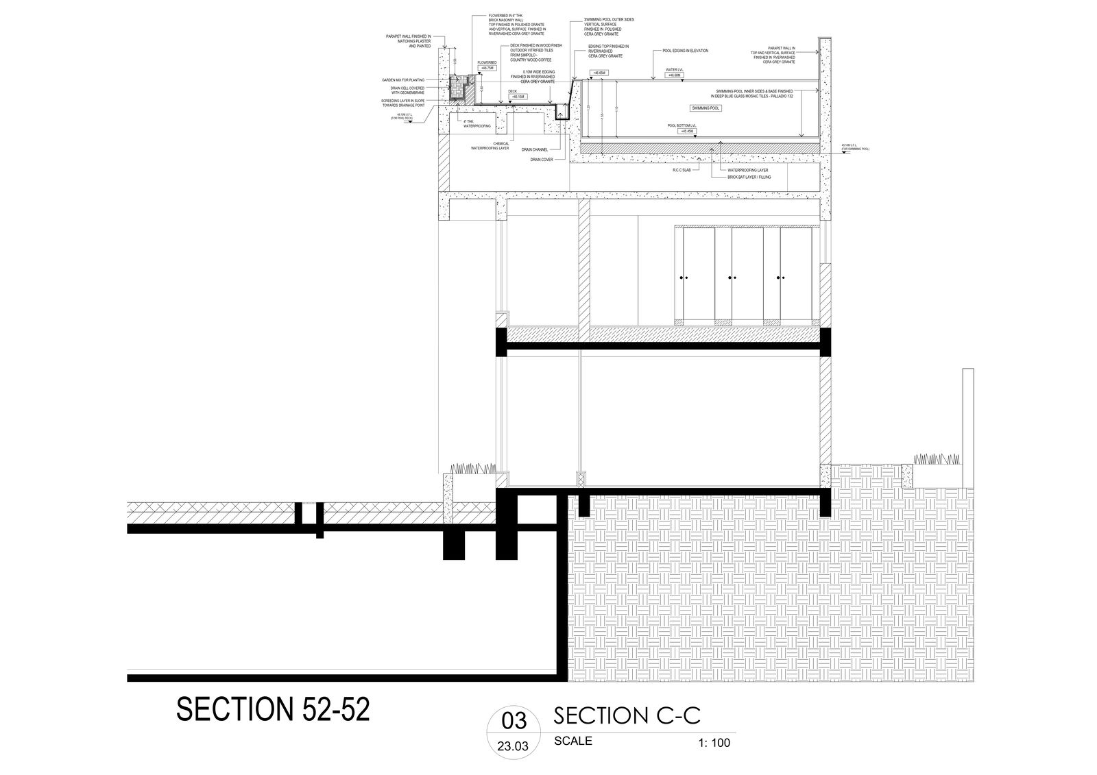 Swimming Pool Construction Section and Finish Details