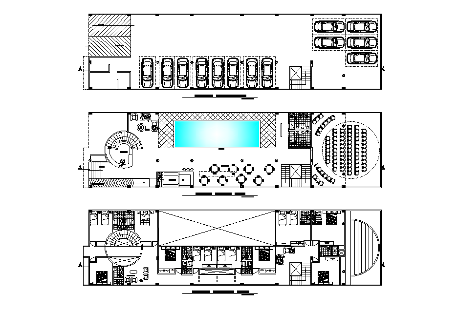 Swimming Pool Hotel Layout Plan Drawing DWG File