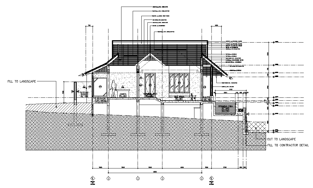 Swimming Pool House Building Section CAD Drawing DWG File