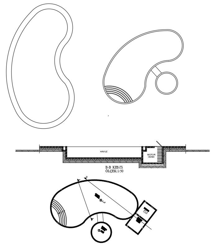Swimming pool CAD blocks in AutoCAD 2D drawing, dwg file, CAD file